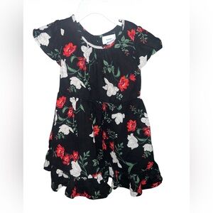 Old Navy Black Dress with Red and White Floral Pattern